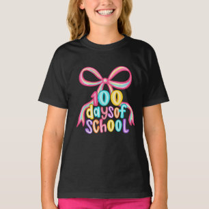 100 Days of School Leopard Bow Pencil T-Shirt