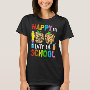 100 Days Of School Leopard Print Teacher And Stude T-Shirt