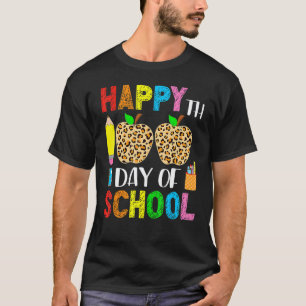 100 Days Of School Leopard Print Teacher And Stude T-Shirt