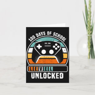 100 Days Of School Level Unlocked Funny Gamers Boy Card