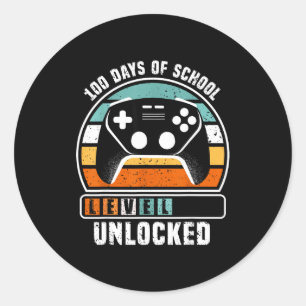 100 Days Of School Level Unlocked Funny Gamers Boy Classic Round Sticker