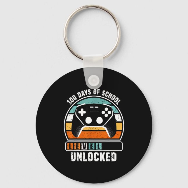 100 Days Of School Level Unlocked Funny Gamers Boy Key Ring (Front)
