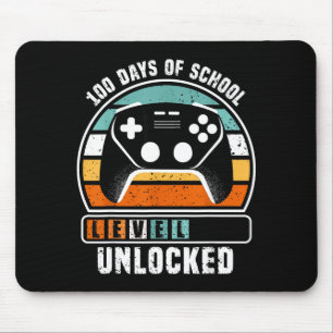 100 Days Of School Level Unlocked Funny Gamers Boy Mouse Mat