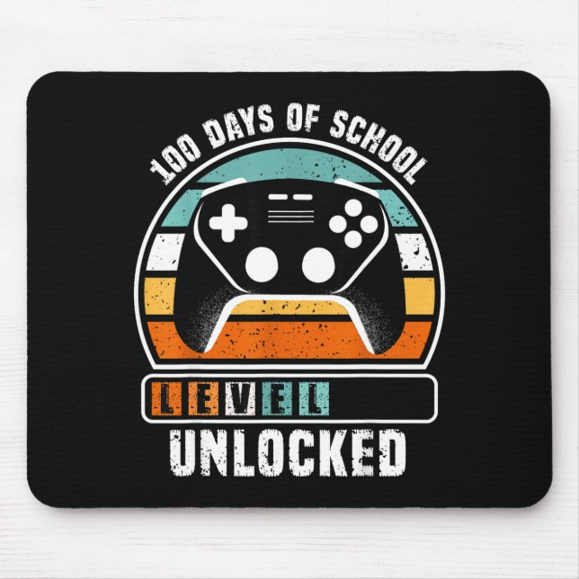 100 Days Of School Level Unlocked Funny Gamers Boy Mouse Mat (Front)