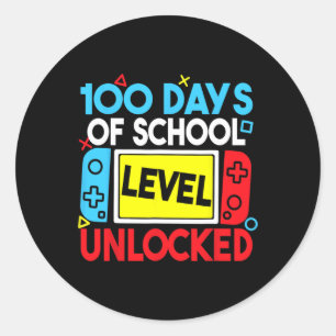 100 Days Of School Level Unlocked Gaming 100th Day Classic Round Sticker