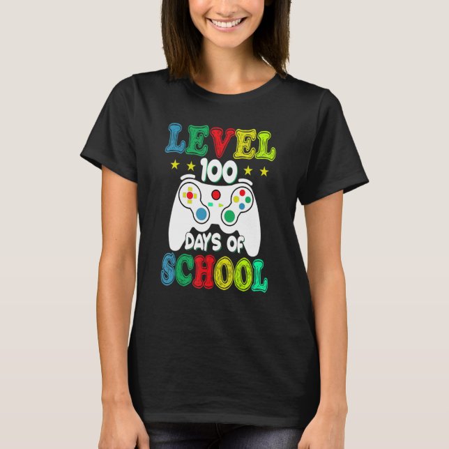 100 Days of School Level Unlocked Video Games Game T-Shirt (Front)