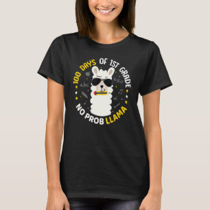 100 Days of School Llama Girls 1st Grade No Prob C T-Shirt