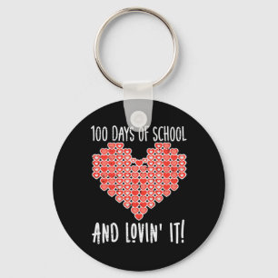 100 Days Of School Lovin It Hearts Valentines Day  Key Ring