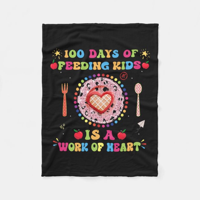 100 Days Of School Lunch Lady For Lunch Lady Cafet Fleece Blanket (Front)