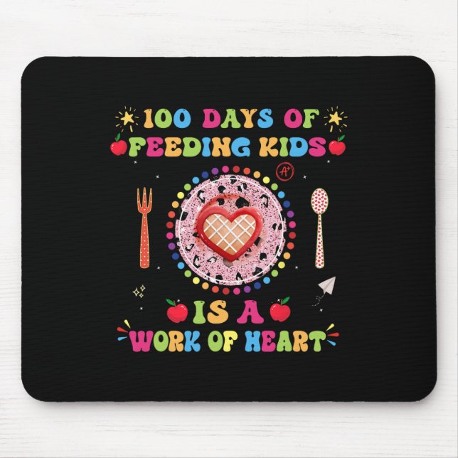 100 Days Of School Lunch Lady For Lunch Lady Cafet Mouse Mat (Front)
