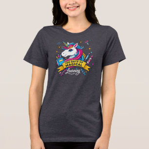 100 Days of School Magical Learning Cute Unicorn Tri-Blend Shirt