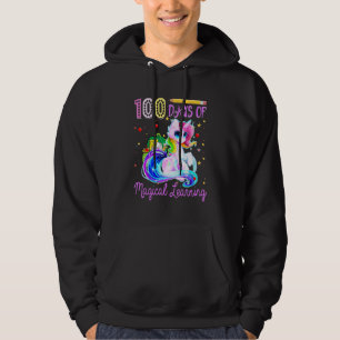 100 Days Of School Magical Learning Unicorn Girls Hoodie