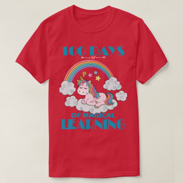 100 Days of School magical Unicorn Girls Teacher 1 T-Shirt (Design Front)