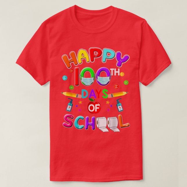 100 Days Of School Mask Teacher And Student 2 T-Shirt (Design Front)