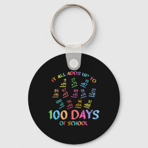 100 Days Of School Math Addition 100th Teacher Stu Key Ring