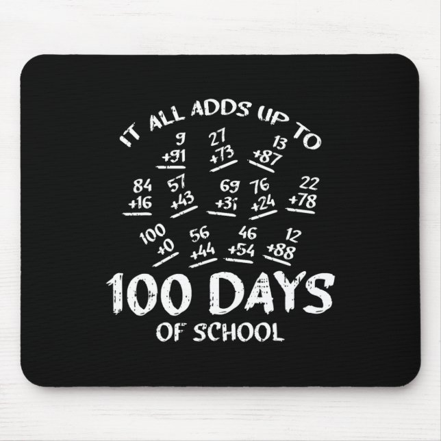 100 Days Of School Math Addition Cool Teacher Stud Mouse Mat (Front)