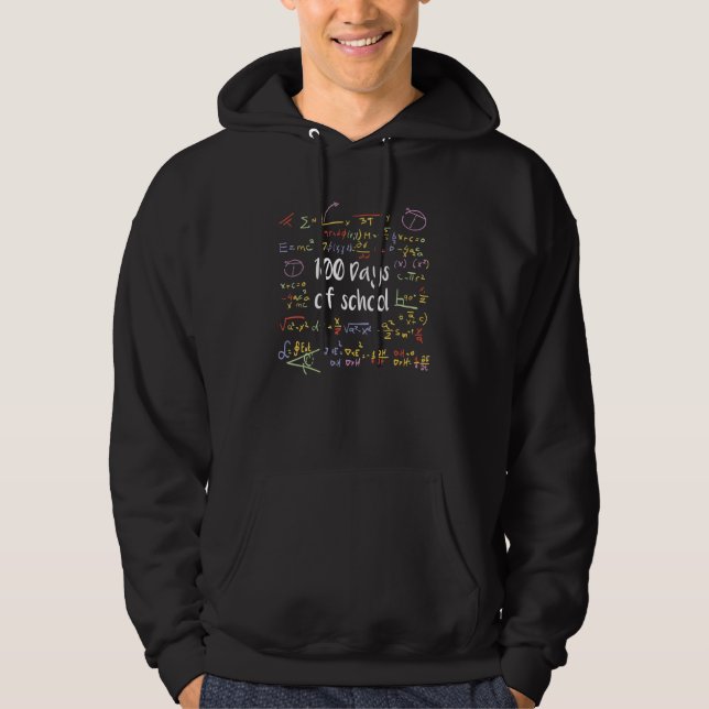 100 Days Of School Math Blackboard Teacher Kids 10 Hoodie (Front)