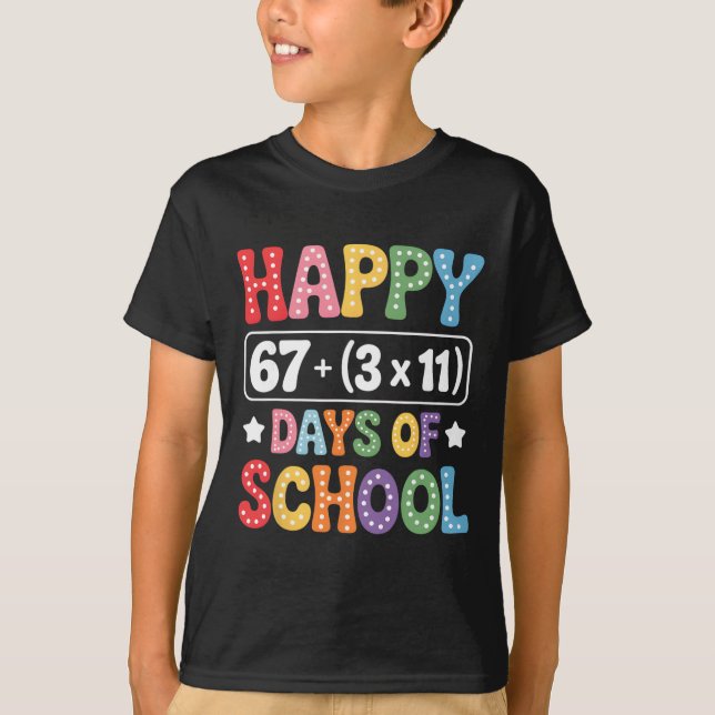 100 Days Of School Math Equation Groovy 67 Meme Te T-Shirt (Front)