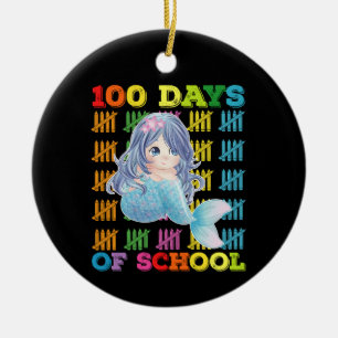 100 Days Of School Mermaid Teacher Student Ceramic Tree Decoration