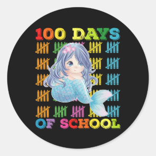 100 Days Of School Mermaid Teacher Student Classic Round Sticker