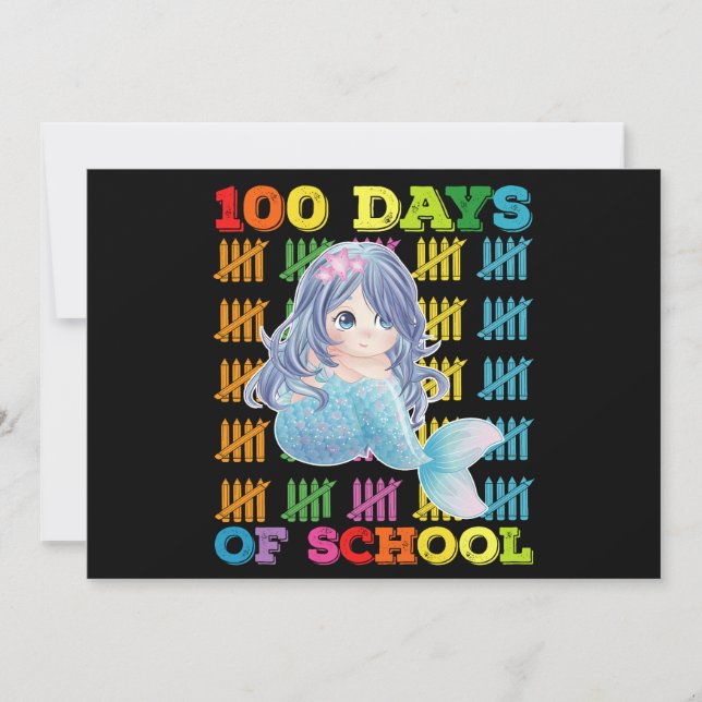 100 Days Of School Mermaid Teacher Student Invitation (Front)
