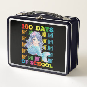 100 Days Of School Mermaid Teacher Student Metal Lunch Box