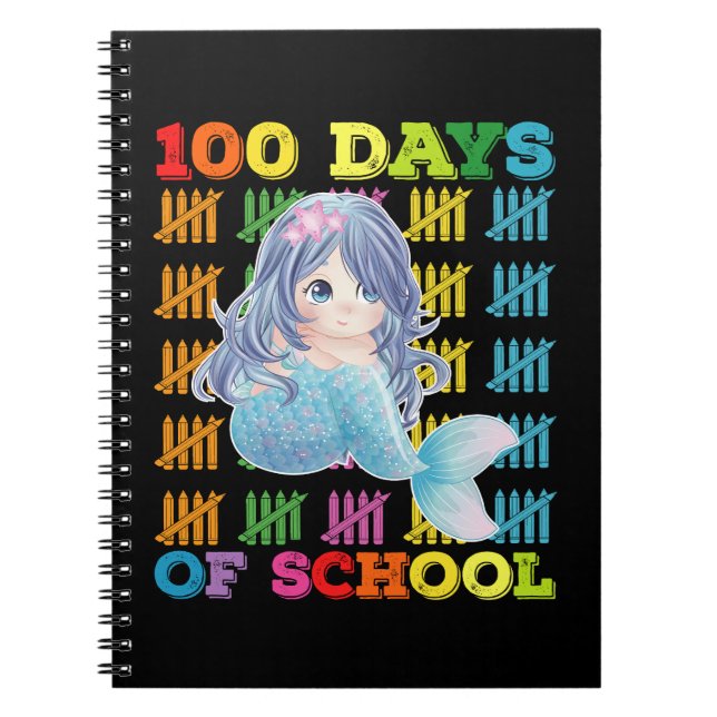 100 Days Of School Mermaid Teacher Student Notebook (Front)
