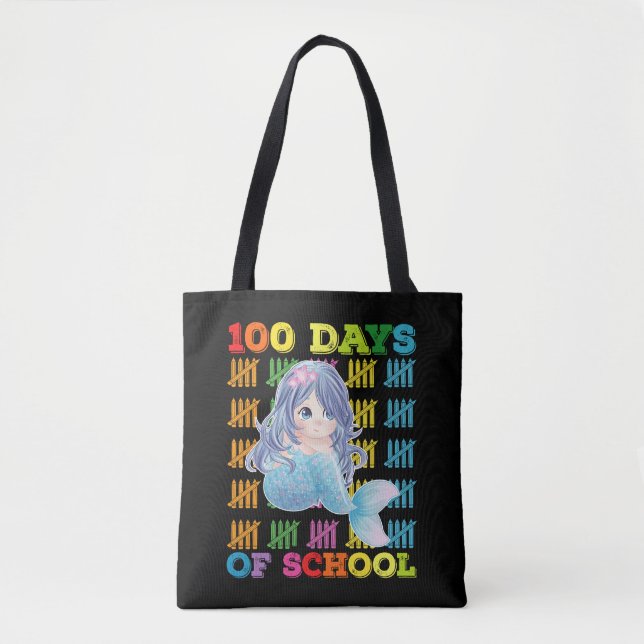 100 Days Of School Mermaid Teacher Student Tote Bag (Front)