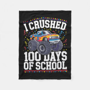 100 Days Of School Monster Truck 100th Day Of Fleece Blanket