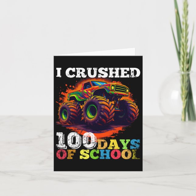 100 Days Of School Monster Truck 100th Day Of Scho Card (Front)