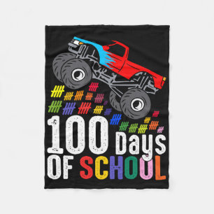 100 Days Of School Monster Truck 100th Day Of Scho Fleece Blanket