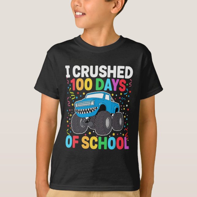 100 Days Of School Monster Truck 100th Day Of Scho T-Shirt (Front)