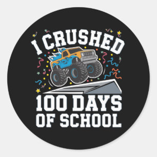 100 Days of School Monster Truck 100th Day School Classic Round Sticker
