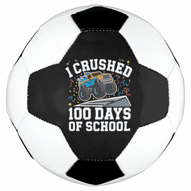 100 Days of School Monster Truck 100th Day School Football (Front)
