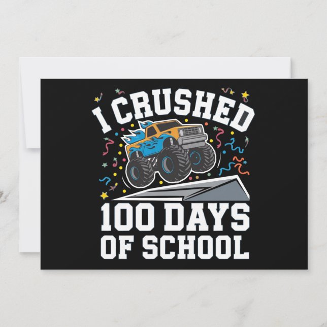 100 Days of School Monster Truck 100th Day School Invitation (Front)