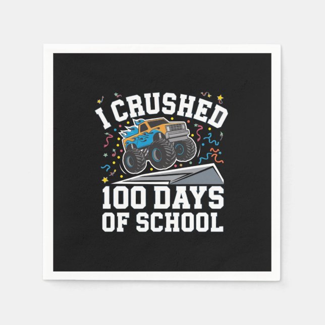 100 Days of School Monster Truck 100th Day School Napkin (Front)