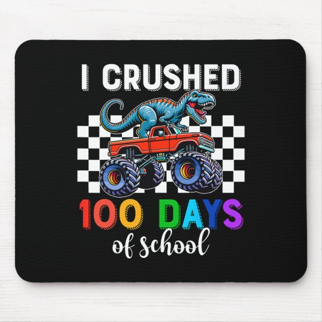 100 Days Of School Monster Truck 100th Days Dinosa Mouse Mat (Front)