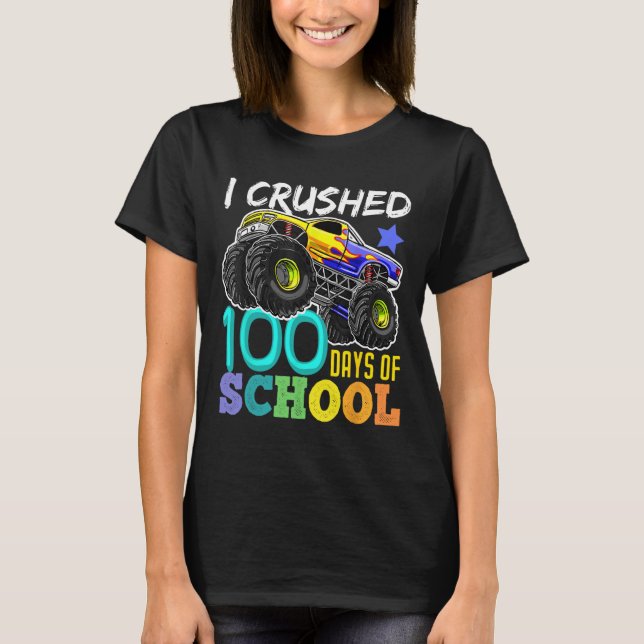 100 Days Of School Monster Truck 100th Days Of Sch T-Shirt (Front)