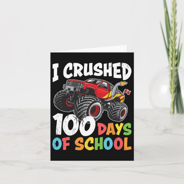 100 Days Of School Monster Truck Boys 100th Day Of Card (Front)