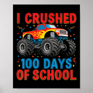 100 Days Of School Monster Truck Boys 100th Day Poster