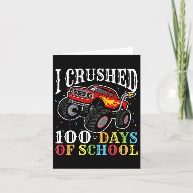 100 Days Of School Monster Truck Boys Girls  Card (Front)