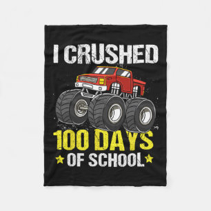 100 Days Of School Monster Truck For Kids Boys Fleece Blanket