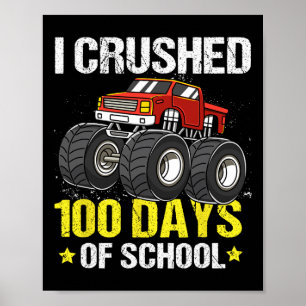 100 Days Of School Monster Truck For Kids Boys  Poster