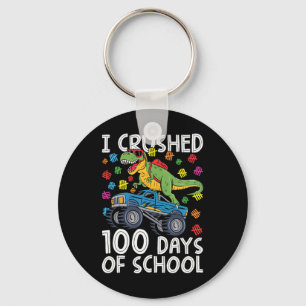 100 Days Of School Monster Truck T-rex 100th Day O Key Ring