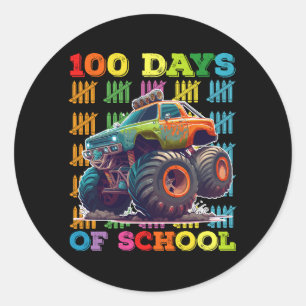 100 Days Of School Monster Truck Teacher Student Classic Round Sticker