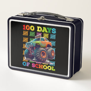 100 Days Of School Monster Truck Teacher Student Metal Lunch Box