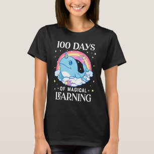 100 Days Of School Narwhal Unicorn Girls 100th Day T-Shirt