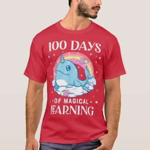 100 Days of School Narwhal Unicorn Girls 100th Day T-Shirt