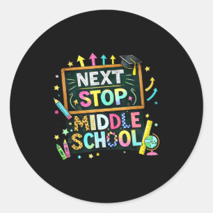 100 days of school next stop middle school boys classic round sticker