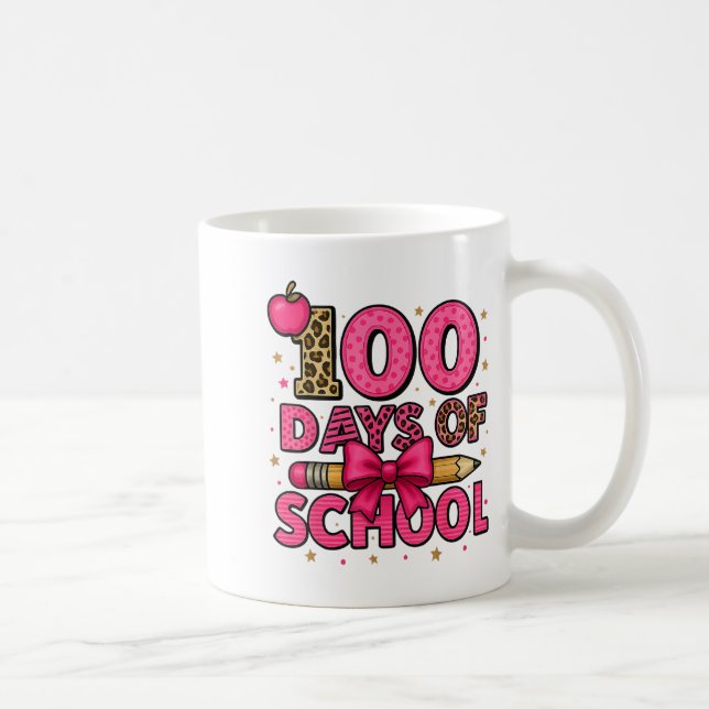 100 Days Of School Nk Coquette Bow Girls 100th Day Coffee Mug (Right)